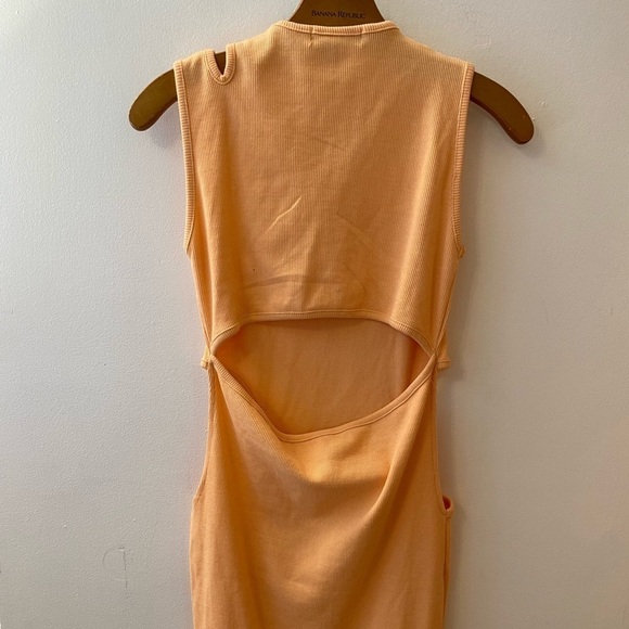 NWT Missguided Racer Neck Cutout Detail Peach Ribbed Mini Dress - Picture 7 of 10